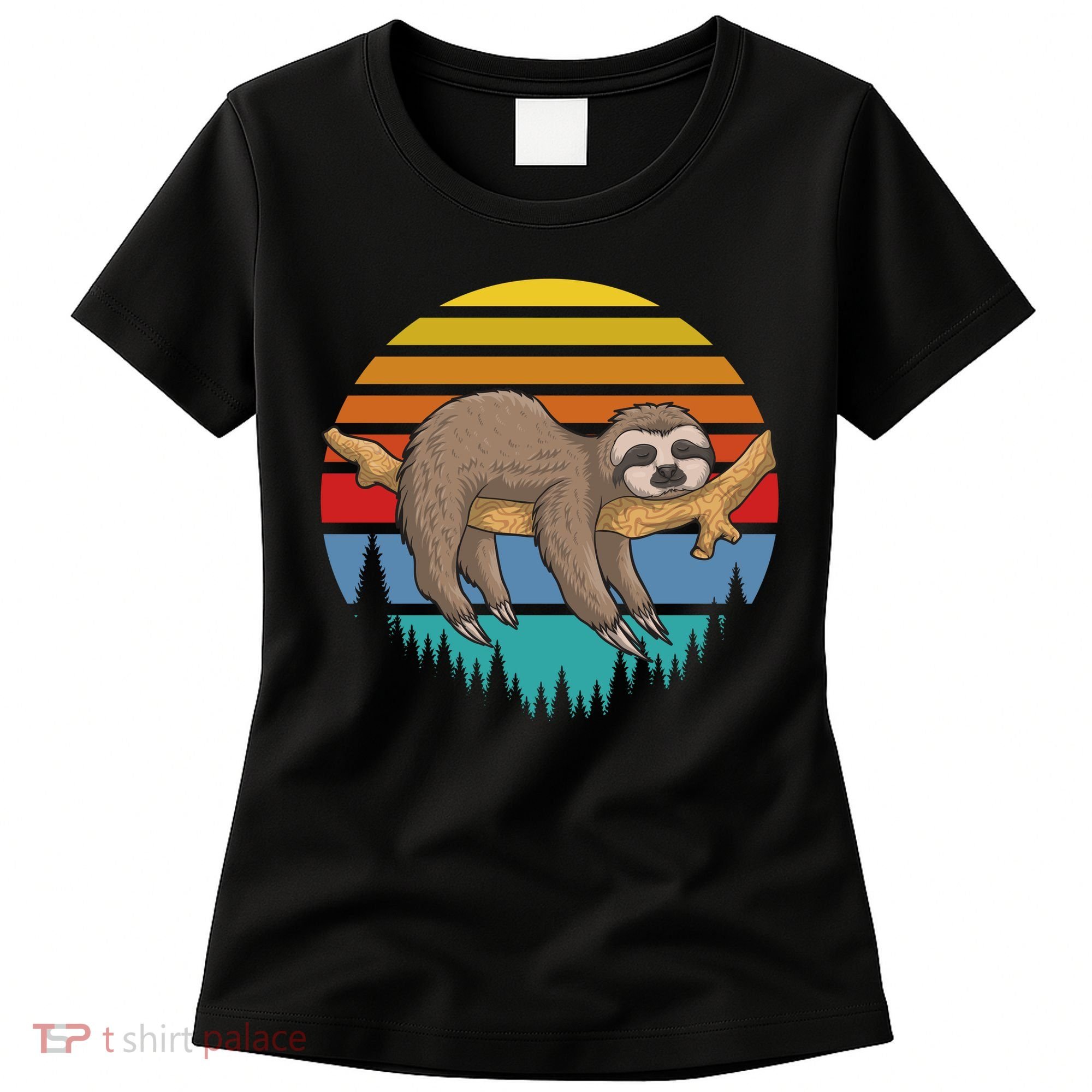 lazy Sloth Retro Sunset  Women's T-Shirt