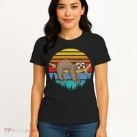 lazy Sloth Retro Sunset  Women's T-Shirt thumb 4