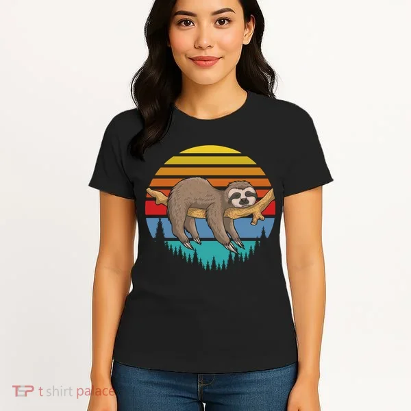 lazy Sloth Retro Sunset  Women's T-Shirt