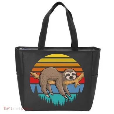 lazy Sloth Retro Sunset Tote Bag