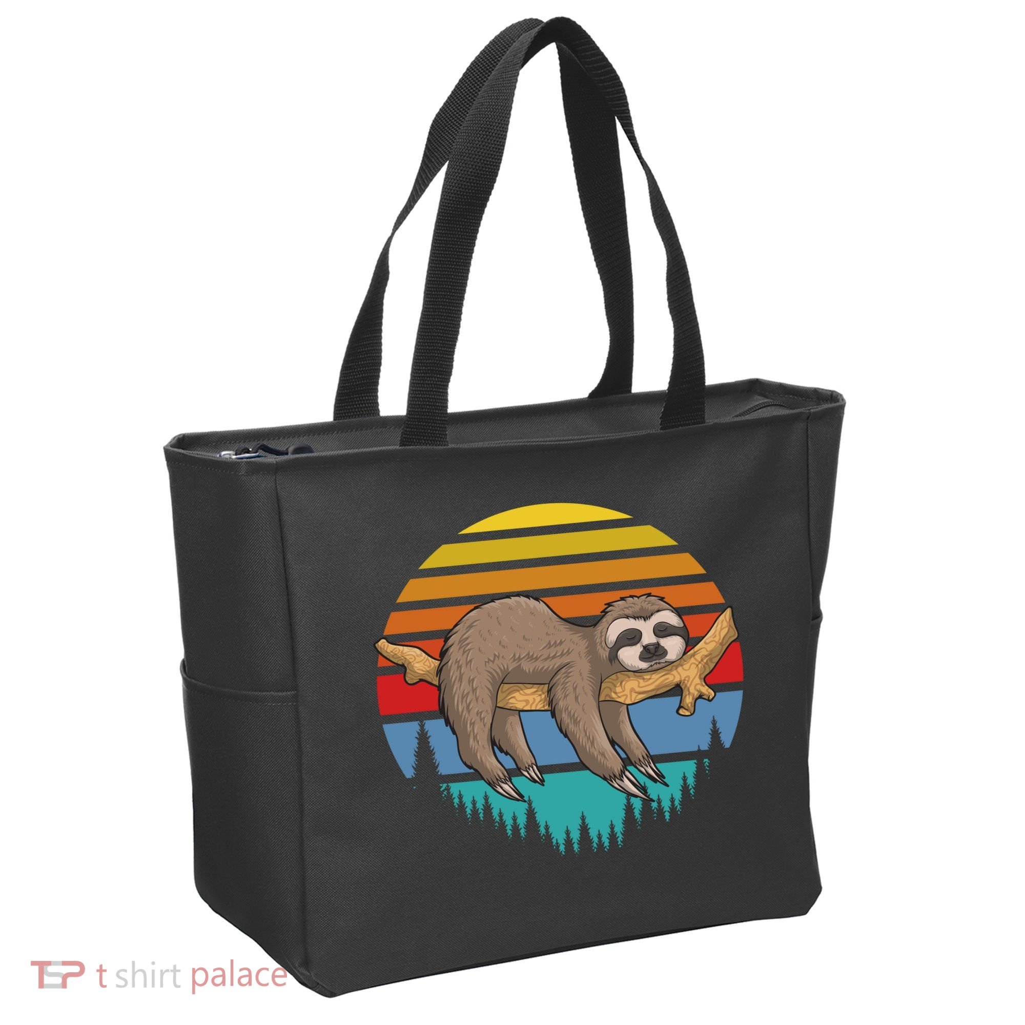 lazy Sloth Retro Sunset  Tote Bag