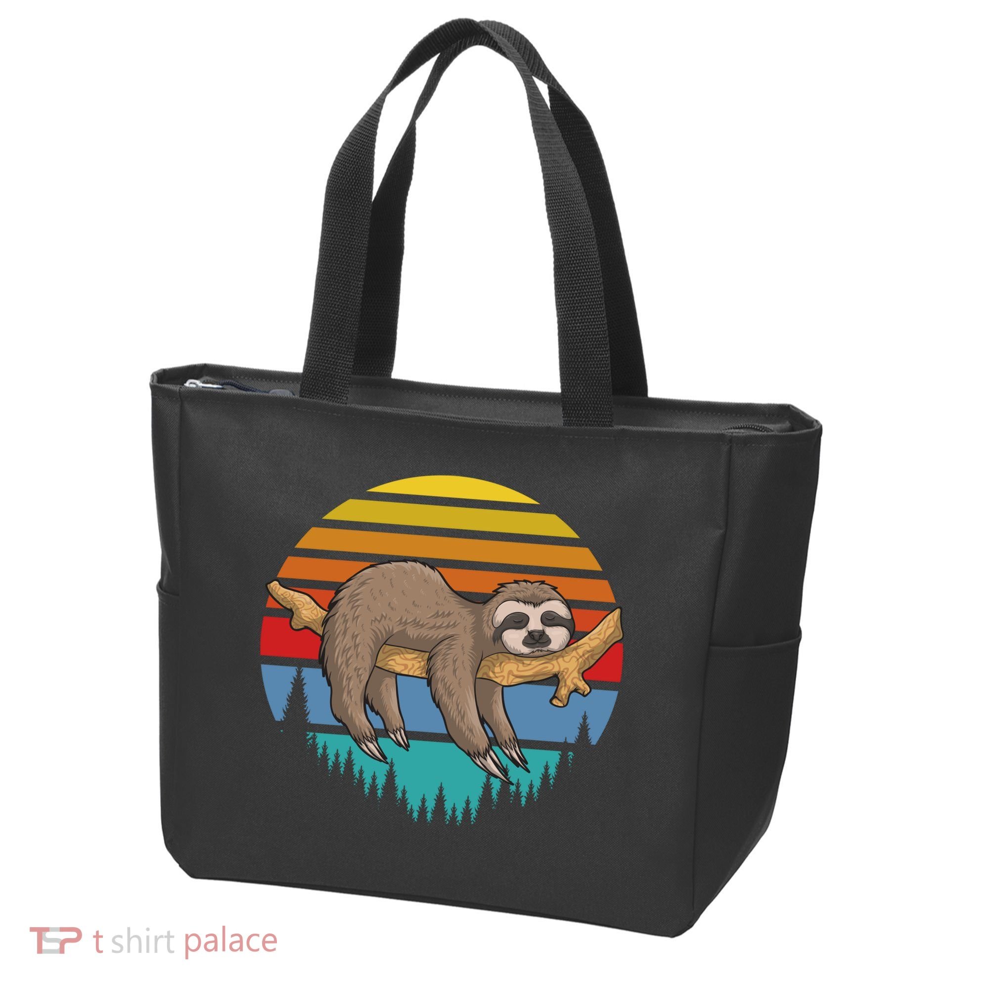 lazy Sloth Retro Sunset  Tote Bag