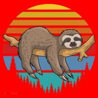 lazy Sloth Retro Sunset  Santa Hat thumb 1
