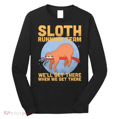 Lazy Sloth Running Team Distressed Long Sleeve Shirt