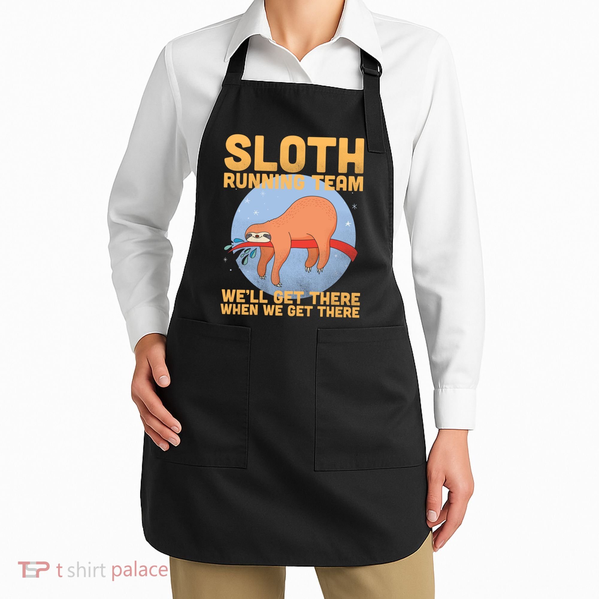Lazy Sloth Running Team Distressed Apron