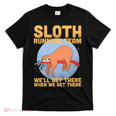 Lazy Sloth Running Team Distressed T-Shirt