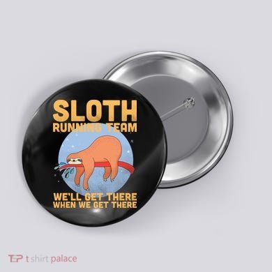Lazy Sloth Running Team Distressed Button
