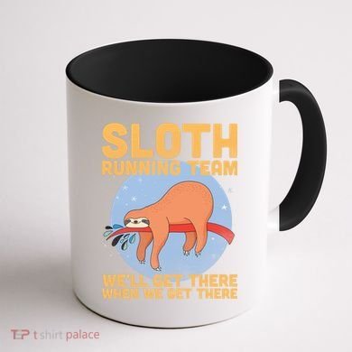 Lazy Sloth Running Team Distressed Coffee Mug back