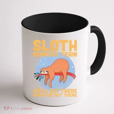Lazy Sloth Running Team Distressed Coffee Mug back