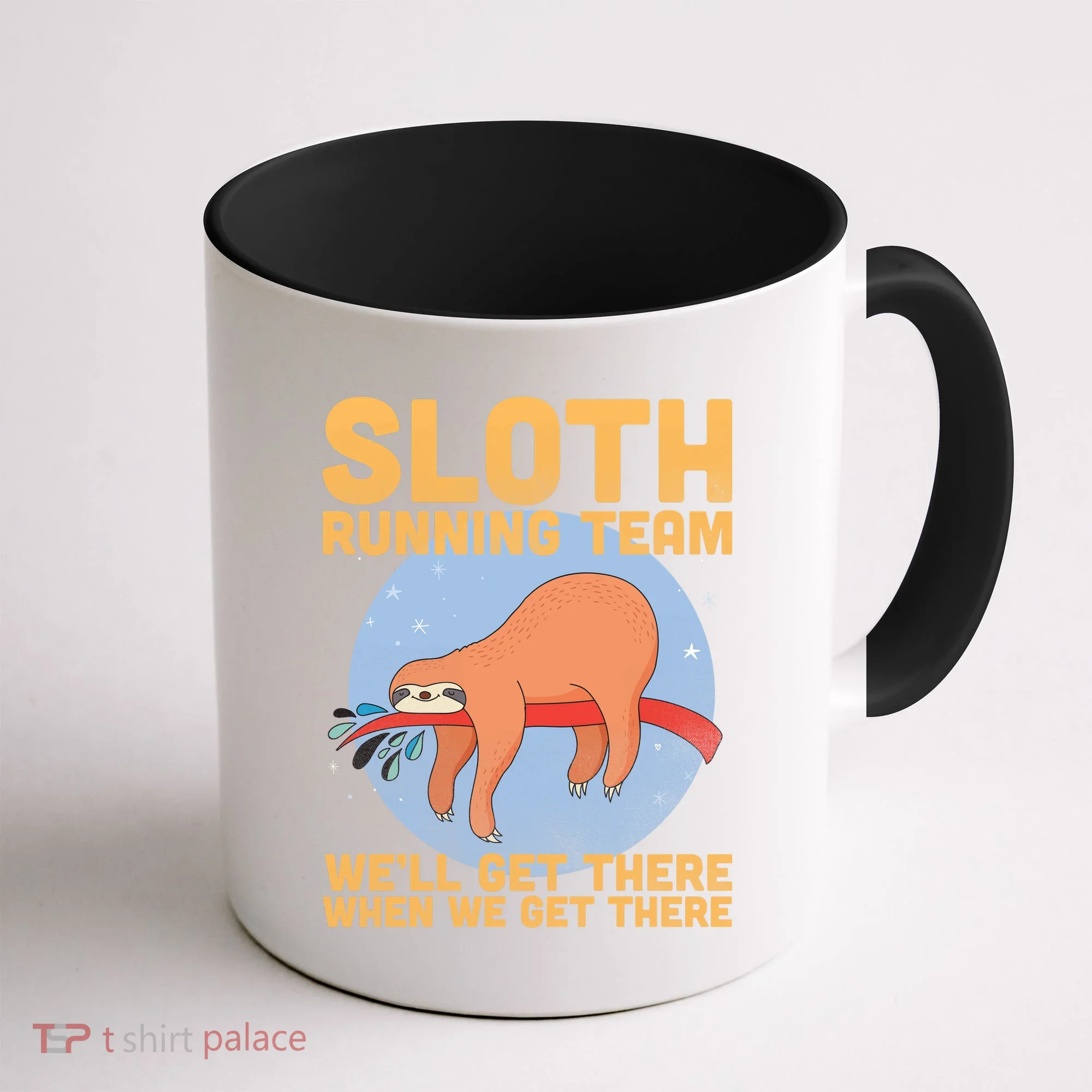 Lazy Sloth Running Team Distressed Coffee Mug