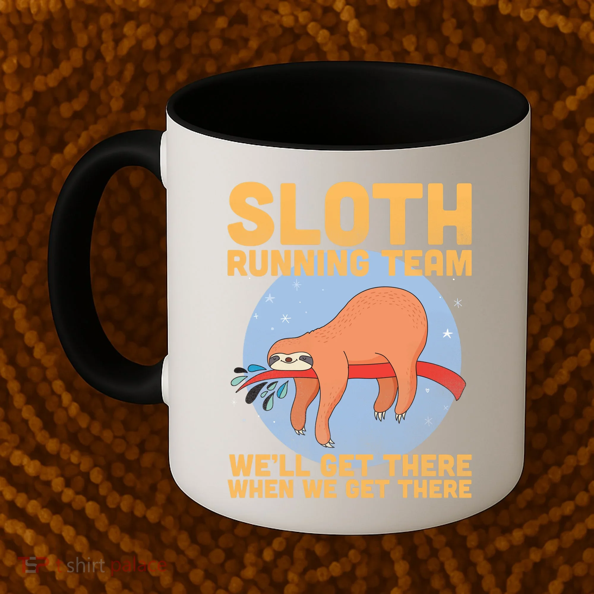 Lazy Sloth Running Team Distressed Coffee Mug
