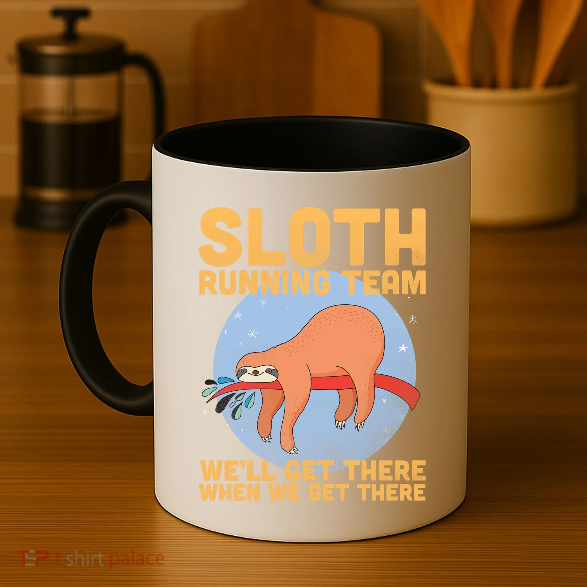 Lazy Sloth Running Team Distressed Coffee Mug