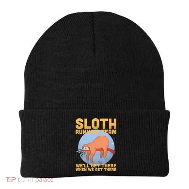 Lazy Sloth Running Team Distressed Beanie