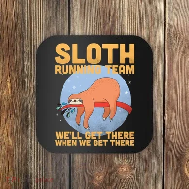 Lazy Sloth Running Team Distressed Coaster