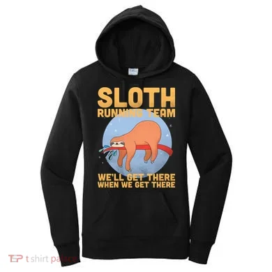 Lazy Sloth Running Team Distressed Women's Hoodie