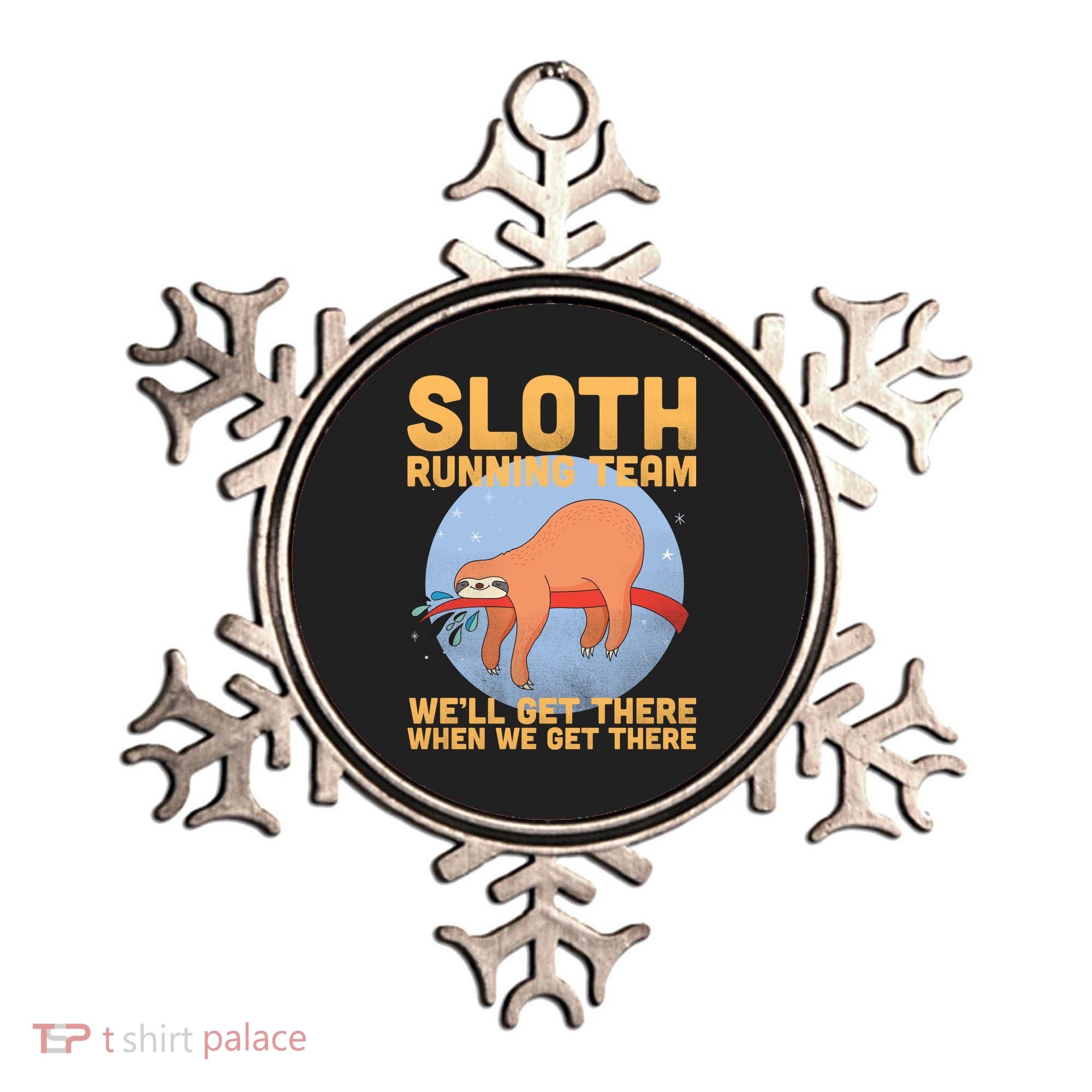 Lazy Sloth Running Team Distressed Ornament