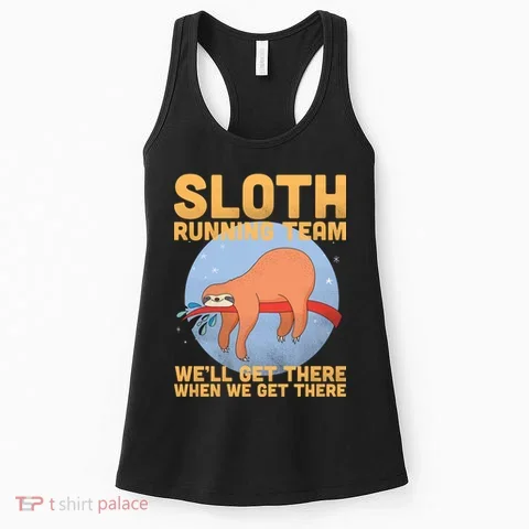 Lazy Sloth Running Team Distressed Women's Tank Top in the selected color
