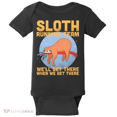 Lazy Sloth Running Team Distressed Baby Bodysuit
