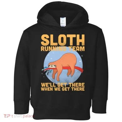 Lazy Sloth Running Team Distressed Toddler Hoodie