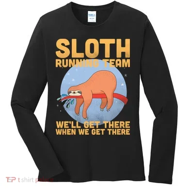 Lazy Sloth Running Team Distressed Women's Long Sleeve Shirt