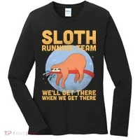 Lazy Sloth Running Team Distressed Women's Long Sleeve Shirt thumb 0