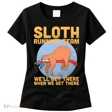 Lazy Sloth Running Team Distressed Women's T-Shirt