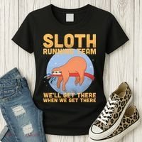 Lazy Sloth Running Team Distressed Women's T-Shirt thumb 3