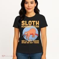 Lazy Sloth Running Team Distressed Women's T-Shirt thumb 4
