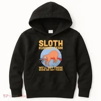 Lazy Sloth Running Team Distressed Kids Hoodie thumb 0
