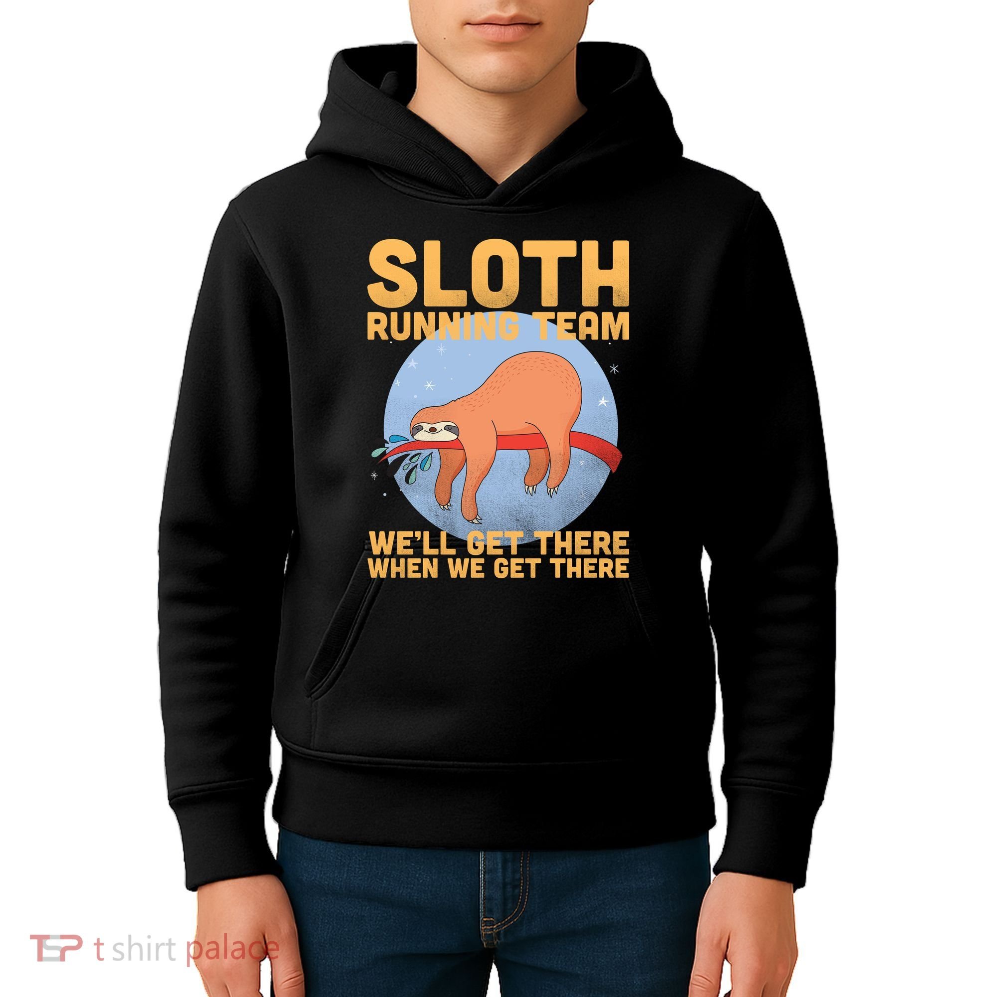 Lazy Sloth Running Team Distressed Kids Hoodie
