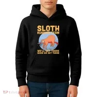Lazy Sloth Running Team Distressed Kids Hoodie thumb 4