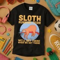 Lazy Sloth Running Team Distressed Kids T-Shirt thumb 3