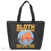 Lazy Sloth Running Team Distressed Tote Bag thumb 0