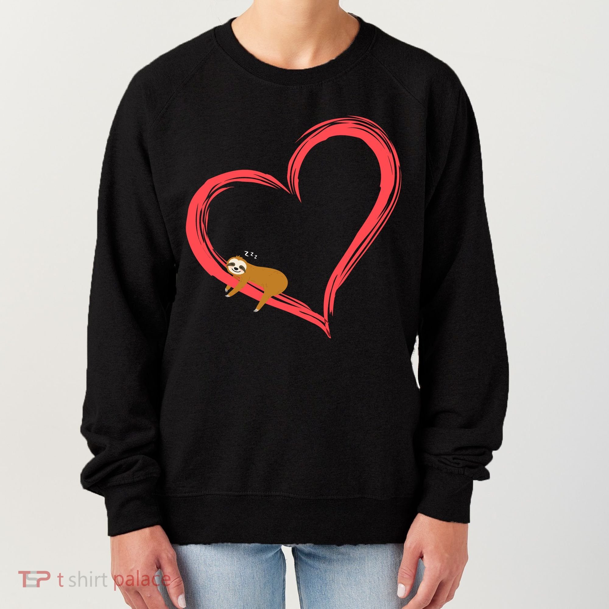 Lazy Sloth Sleeping On Heart Women's Sweatshirt
