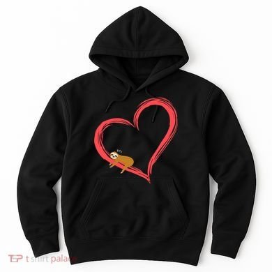Lazy Sloth Sleeping On Heart Hoodie