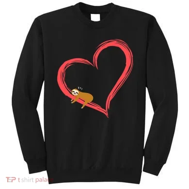 Lazy Sloth Sleeping On Heart Sweatshirt