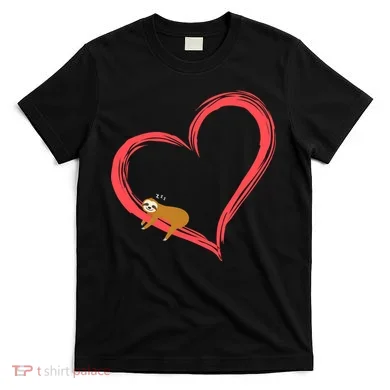 Lazy Sloth Sleeping On Heart T-Shirt