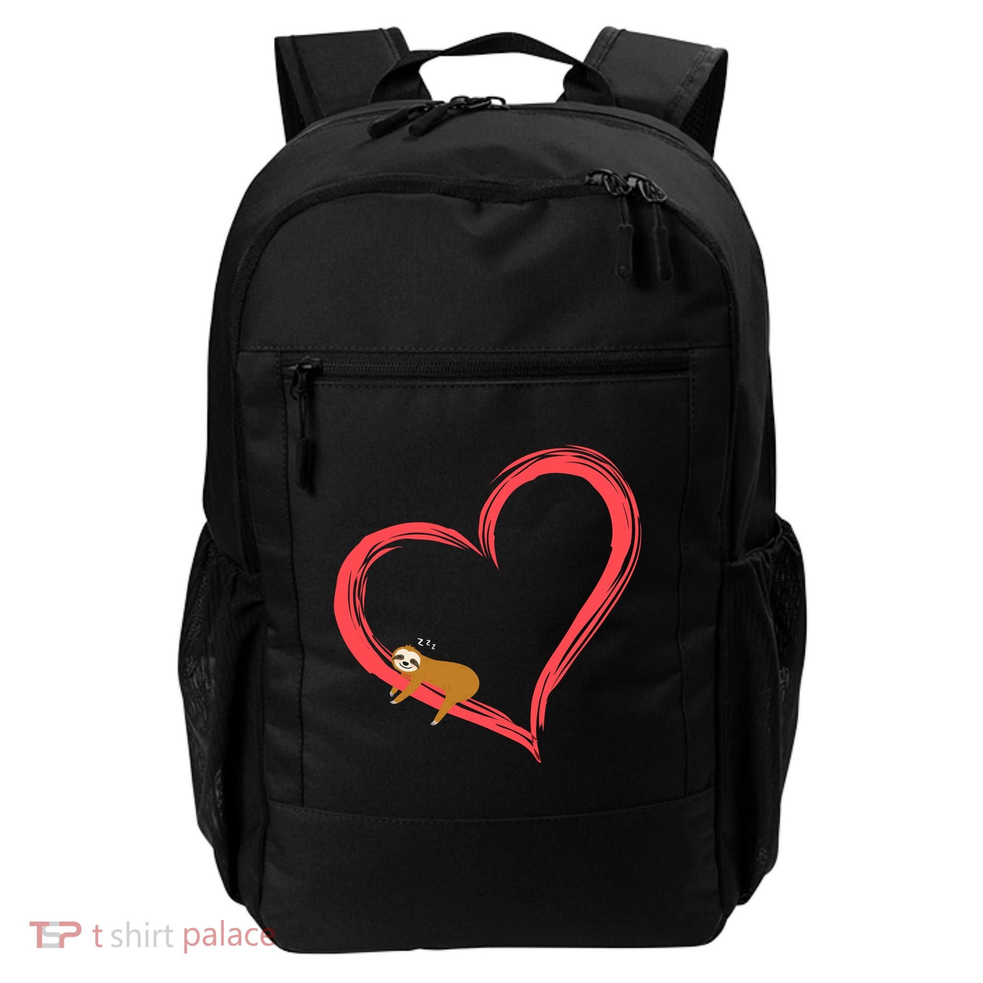 Lazy Sloth Sleeping On Heart Backpack