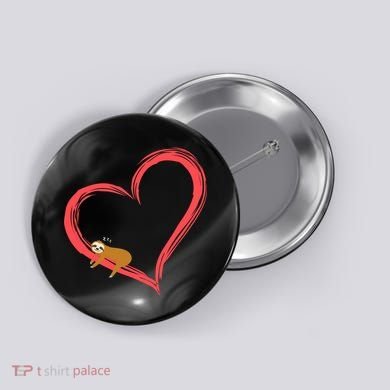 Lazy Sloth Sleeping On Heart Button