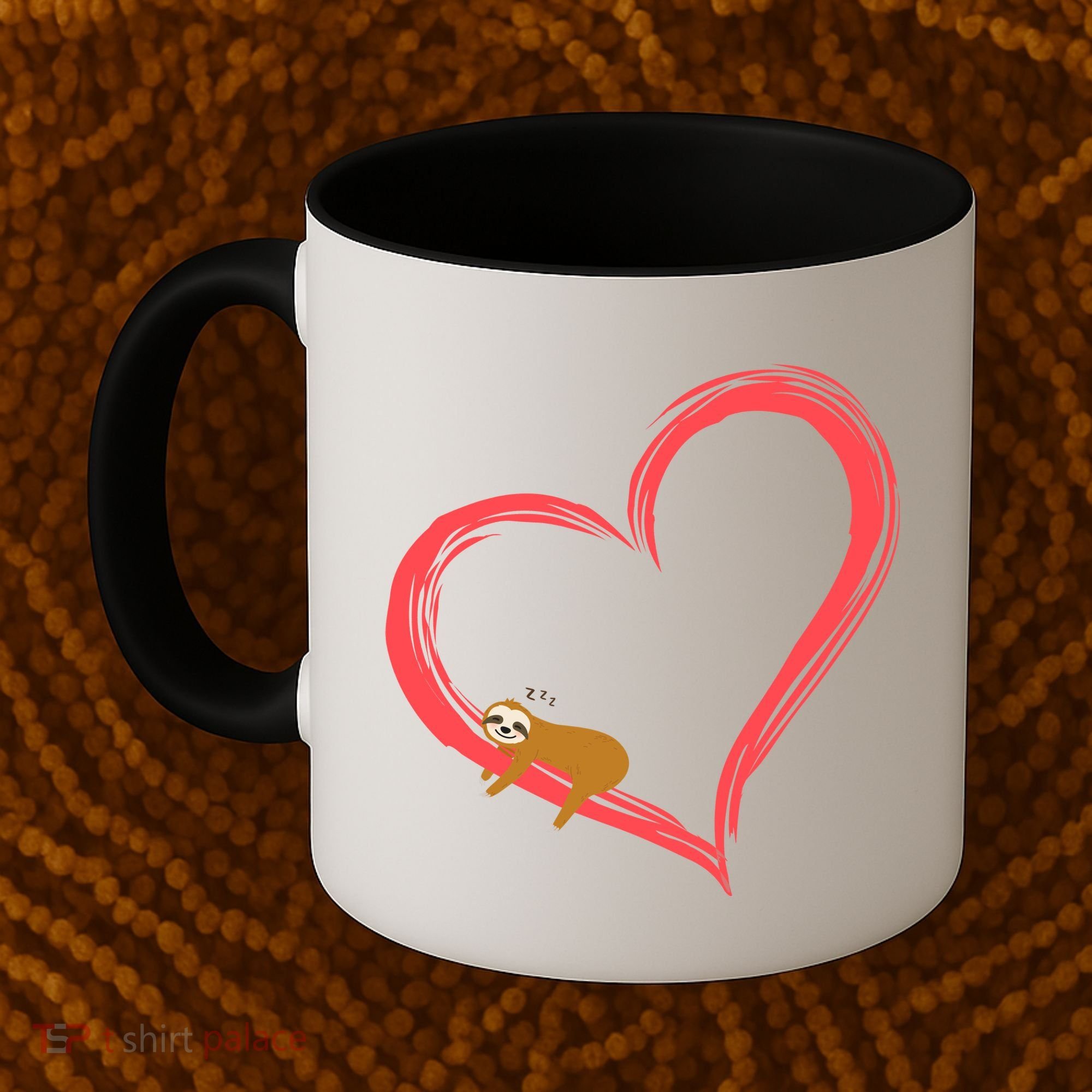 Lazy Sloth Sleeping On Heart Coffee Mug