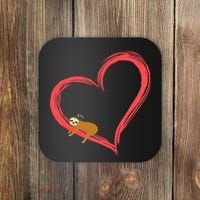 Lazy Sloth Sleeping On Heart Coaster thumb 0