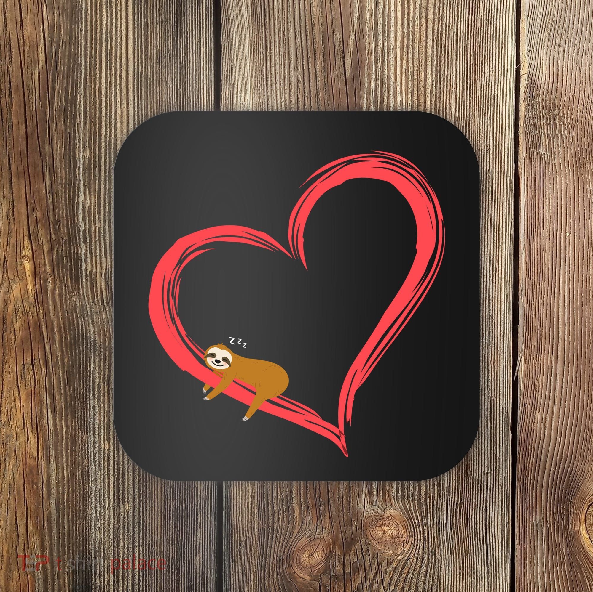Lazy Sloth Sleeping On Heart Coaster
