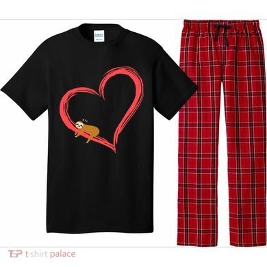 Lazy Sloth Sleeping On Heart Pajama Set