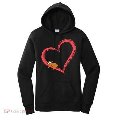 Lazy Sloth Sleeping On Heart Women's Hoodie