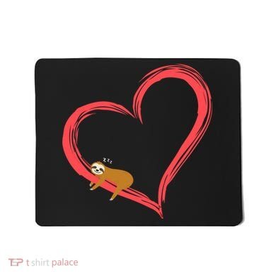 Lazy Sloth Sleeping On Heart Mousepad