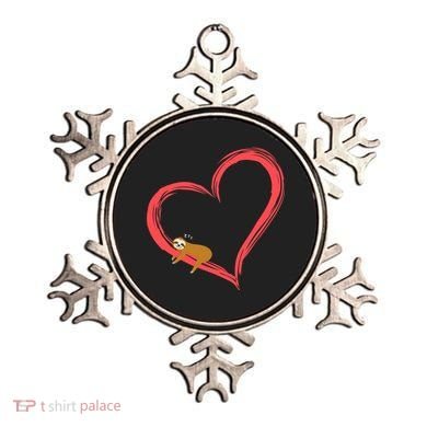 Lazy Sloth Sleeping On Heart Ornament