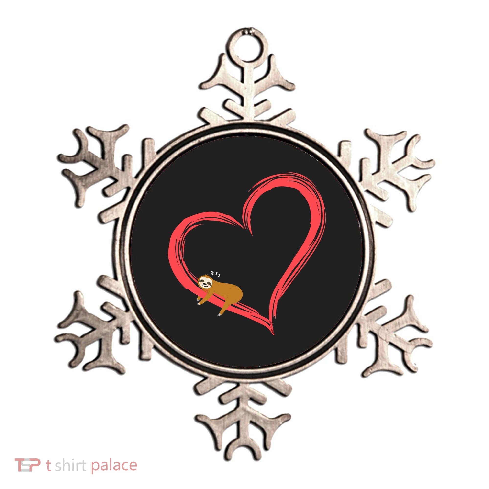Lazy Sloth Sleeping On Heart Ornament