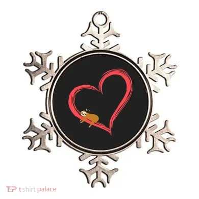 Lazy Sloth Sleeping On Heart Ornament