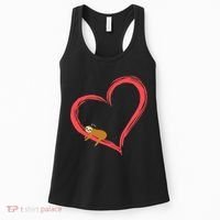 Lazy Sloth Sleeping On Heart Women's Tank Top thumb 0