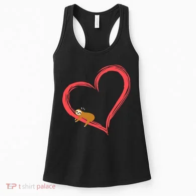 Lazy Sloth Sleeping On Heart Women's Tank Top